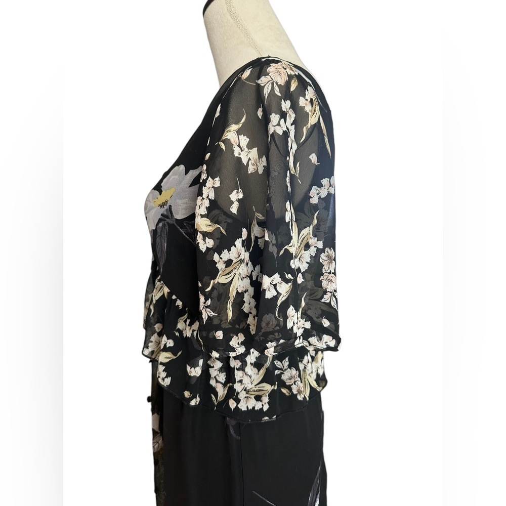 A. Calin flying tomato black floral ruffle lace up maxi dress - Picture 6 of 10